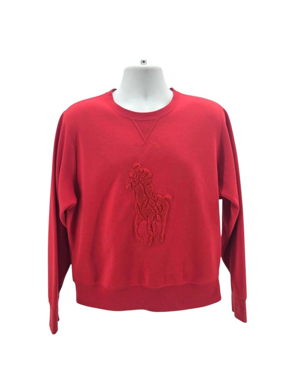 Polo Ralph Lauren Mens XL Sweatshirt Big Pony Textured Stitched Red Crewneck
